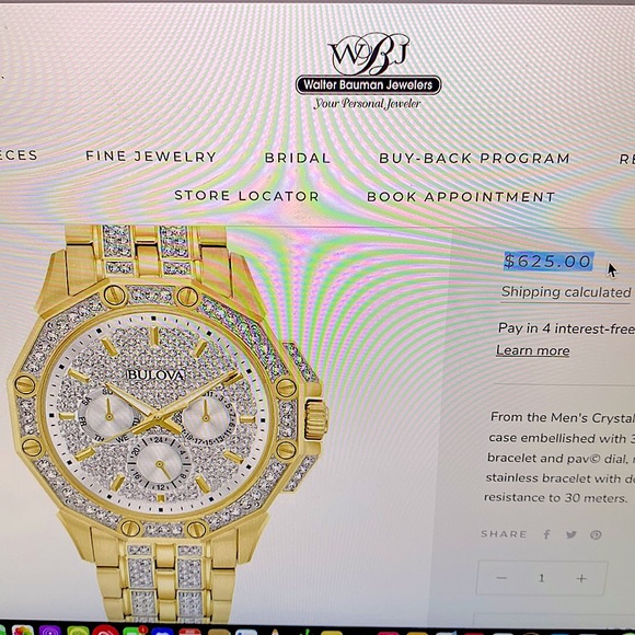 Men’s OCTAVA CRYSTAL BULOVA stainless steel gold watch 43mm - Picture 10 of 11